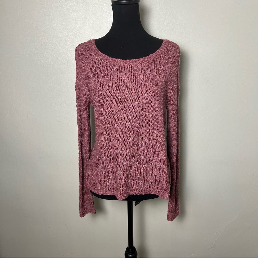 Sky and Sparrow Knit Sweater Open Shoulder Long Sleeve Pullover Small